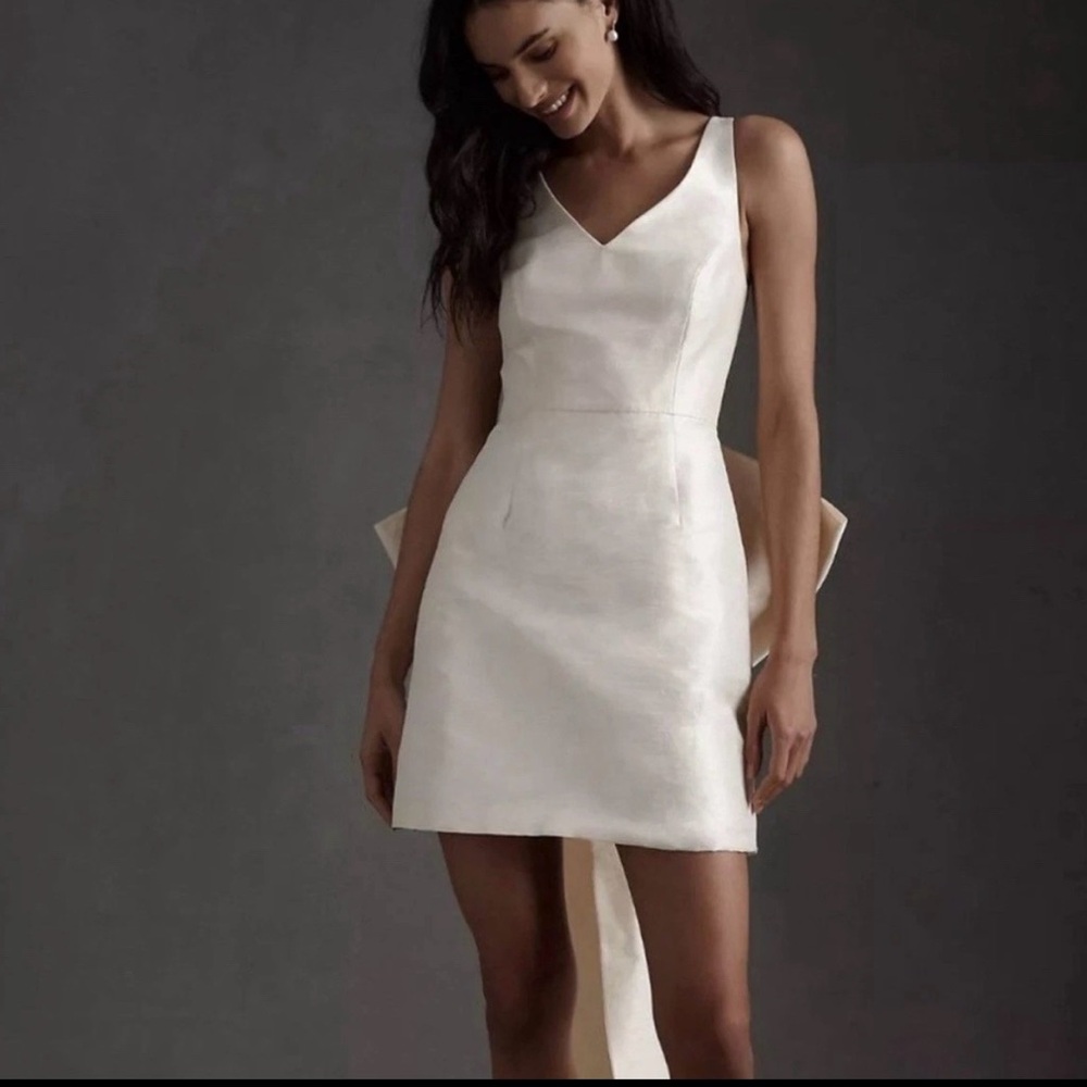 Sachin + Babi White Archie v-neck Bow Back mini Dress